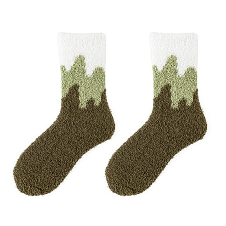 

TAIAOJING Womens Fuzzy Socks Slipper Winter Fluffy Cabin Warm Soft Coral Fleece Comfy Wave Print Mid Socks Home Socks Casual Socks