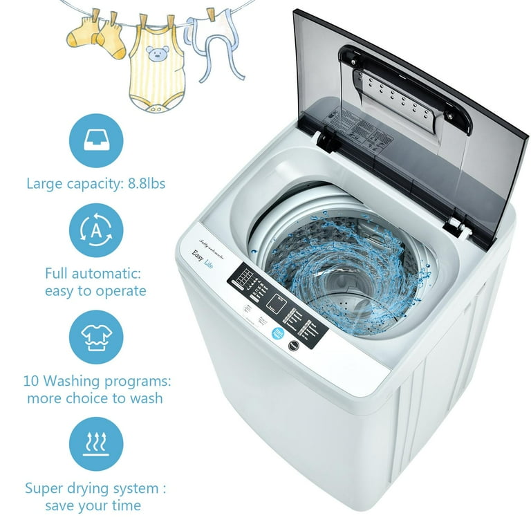 Giantex Full Automatic Washing Machine, 8.8lbs Portable Washer and Spin  Combo, 1.04cu.ft Portable Laundry Washer, Top Load Washer for  Apartment/RV/Dorm 