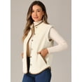 thumbnail image 2 of DARING DIVA Women's Fleece Button Down Jacket with Pockets Oversized Fuzzy Vests XS Apricot Brown, 2 of 6