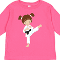 thumbnail image 4 of Inktastic Karate Girl, Cute Girl, Brown Hair, Black Belt Girls Long Sleeve Toddler T-Shirt, 4 of 5