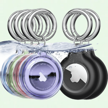 6 Pack IPX8 Waterproof Airtag Holder with Keychain, Full Body Protective Airtag Case for Dog Collar, Luggage, Keys