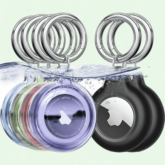 6 Pack IPX8 Waterproof Airtag Holder with Keychain, Full Body Protective Airtag Case for Dog Collar, Luggage, Keys