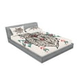thumbnail image 2 of Ambesonne Ethnic Fitted Sheet & Pillow Sham Set, Big Wolf Head Ornaments, Full, Pearl Coral and Teal, 2 of 2