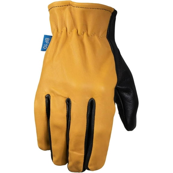 First Mfg Co - Roper BF10 Edition - Men's Motorcycle Biker Riding Black Tan Leather Gloves - Medium - Touch Screen Support