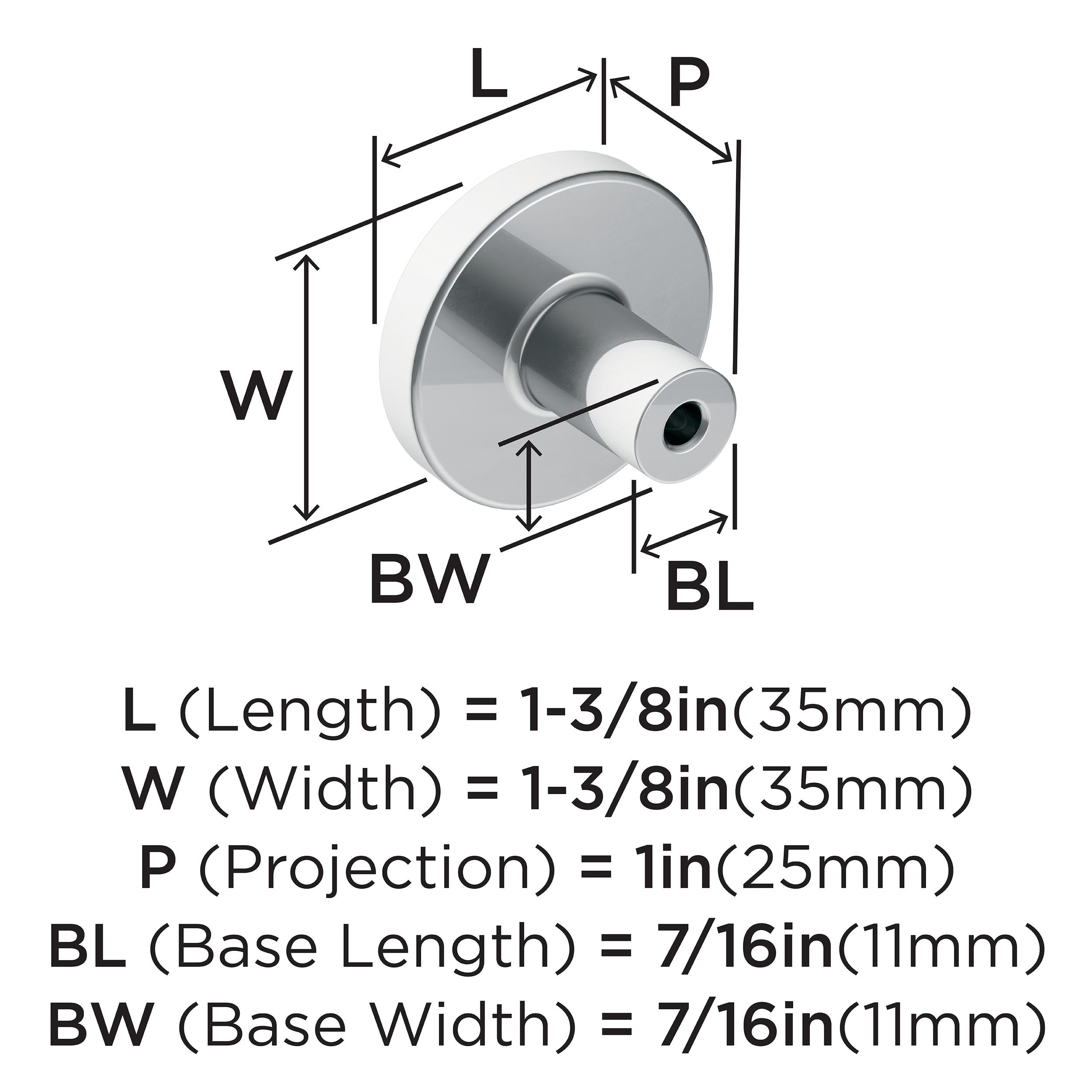 Amerock Versa 1-3/8 inch (35mm) Diameter Polished Chrome Cabinet Knob, 5 Pack