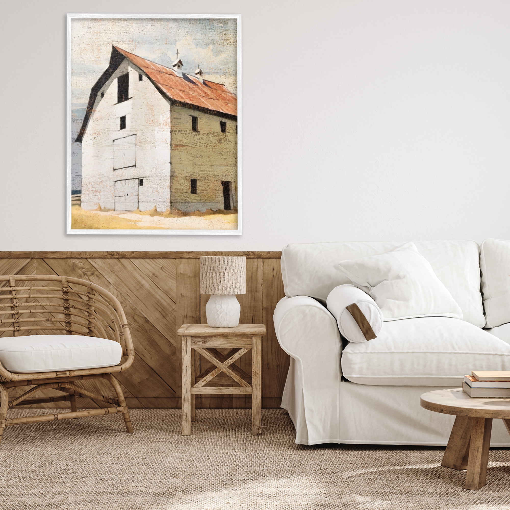 Stupell Industries Rustic Big Barn Red White Framed Giclee Art, design by Susan Jill