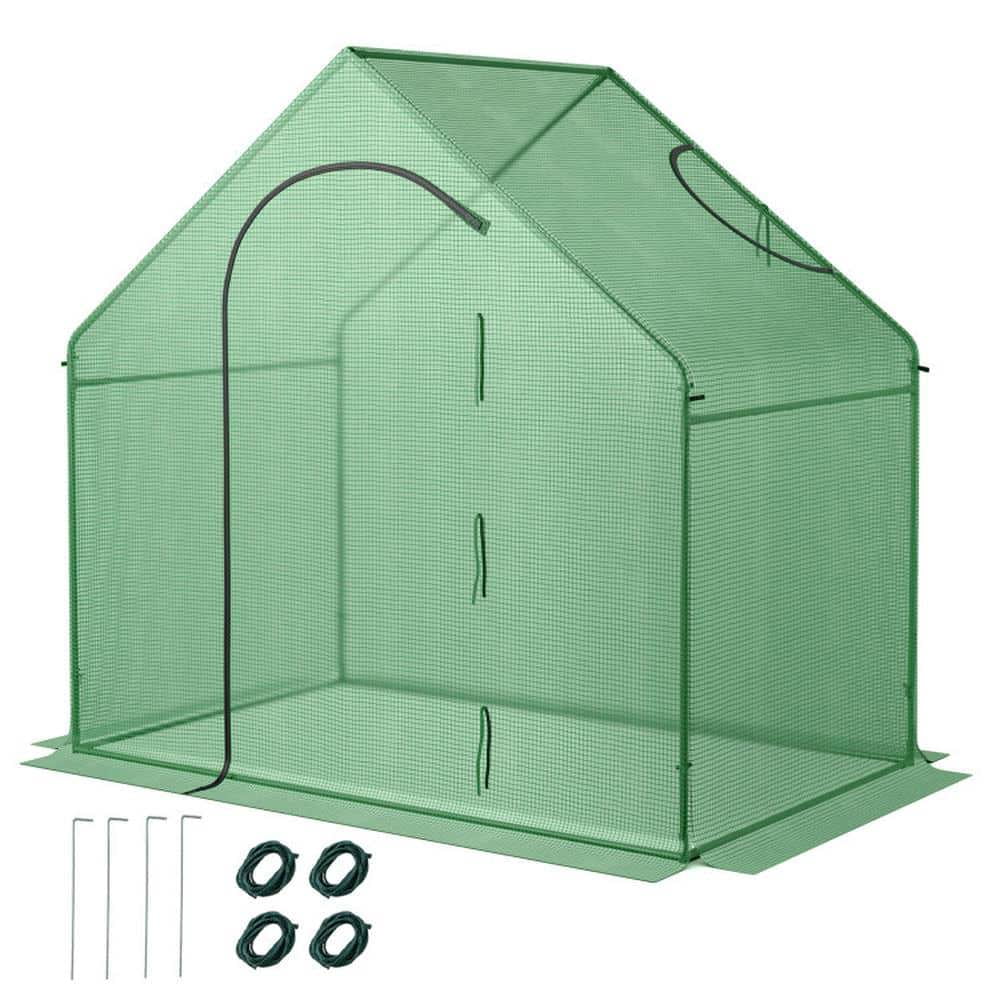 Yardi Yarda Portable Outdoor Warm House with PE Cover and Roll-up Zippered Door, Mini Walk-in Greenhouse, Green
