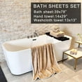 thumbnail image 3 of 39x78 Inches Oversized Bath Sheets Towels Set Large Shower Towels for Bathroom Luxry Plush Super Soft Absorbent Stripe Hanging Loop Microfiber 80% Polyester (Beige, 6PCS), 3 of 13