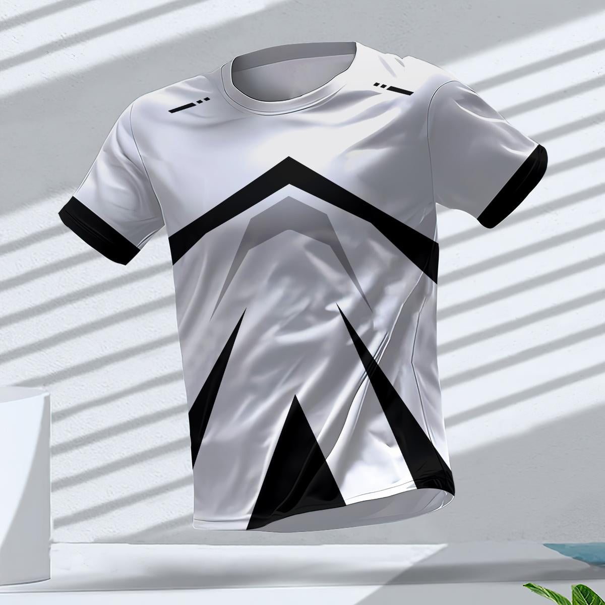 T-shirt Sport Homme Manches Courtes Col V - Respirant, Séchage Rapide - Couleurs Noir Et Blanc - Décontracté Tendance - 5