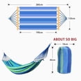 thumbnail image 3 of Double Hammock 2 People, with Two Anti Roll Balance Beam,DFITO Canvas Cotton Hammock with Carrying Bag Travel, Beach, Backyard etc (Blue Stripes), 3 of 6