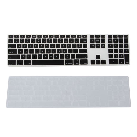 2pcs Silicone Thin Keyboard Skin Cover Protector with Numeric Keypad For - Black & Transparent