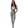 thumbnail image 2 of Outfmvch crop tops for women Ruffle Short Sleeve Tie Up Back Crop Off Shoulder womens tops crop tops Light blue, 2 of 8