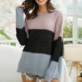 thumbnail image 5 of JINMGG 2024 Fall Winter Plus Size Sweaters for Women Clearance,Women's Fashion Long Sleeve Stripe Color Matching Pullover Sweater Knitwear, 5 of 9