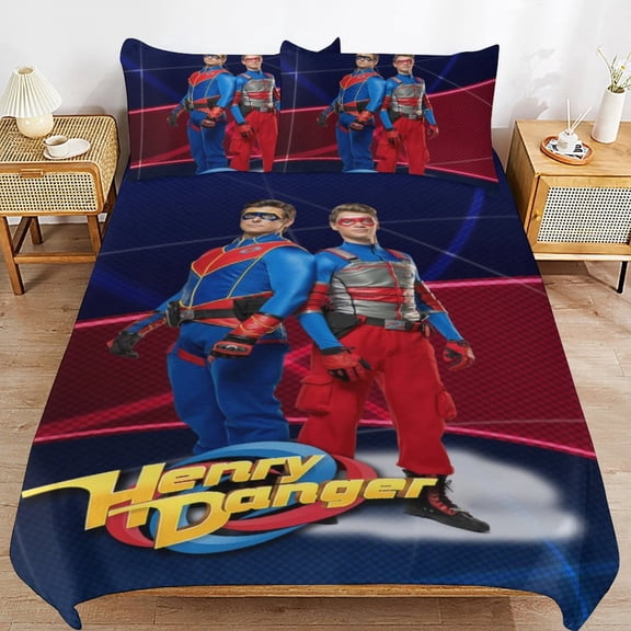 Duvet Cover Bedding Set Cartoon Print Soft Quilt Cover 3 Pieces, 1 Comforter Cover & 2 Pillowcases for Kids Teens Boys Girls Room Decor 90"x90"