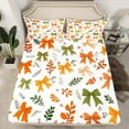 thumbnail image 2 of Manfei Orange Retro Bowknot Twin Sheet Sets, Autumn Leaf Plant Twin Fitted Sheet, Princess Style Flat Sheet, Luxury Bedroom Decor, 3 Pieces, 2 of 7
