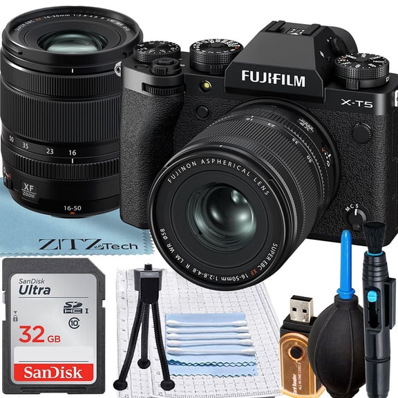 FUJIFILM X-T5 Appareil Photo Sans Miroir (Noir) avec Objectif XF 16-50mm + Carte Mémoire SanDisk 32 Go + Ensemble d'Accessoires ZeeTech