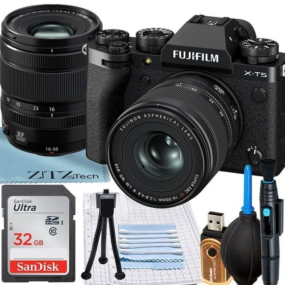 FUJIFILM X-T5 Mirrorless Camera (Black) with XF 16-50mm Lens + SanDisk 32GB Memory Card + ZeeTech Accessory Bundle