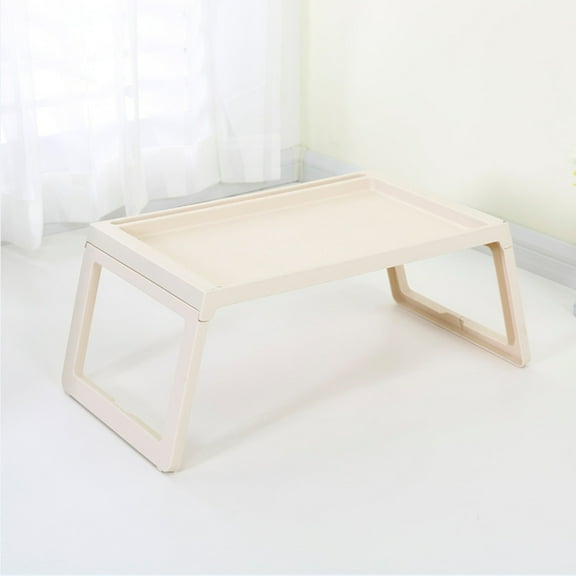 HEMOTON Foldable Desk with Phone Groove for Daily Use at Home or Office Made of Plastic Beige 1 Piece