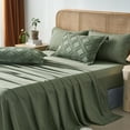 thumbnail image 5 of Flymme 7 Pieces King Comforter Sets Dark Green Bed in a Bag Boho Bed Set Geometric Embroidery Shabby Chic Bedding with Sheets, Pillowcases & Shams, 5 of 8