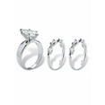 thumbnail image 2 of PalmBeach Jewelry Marquise-Cut Cubic Zirconia 3-Piece Solitaire and Vine Wedding Ring Set 2.91 TCW in Sterling Silver, 2 of 6