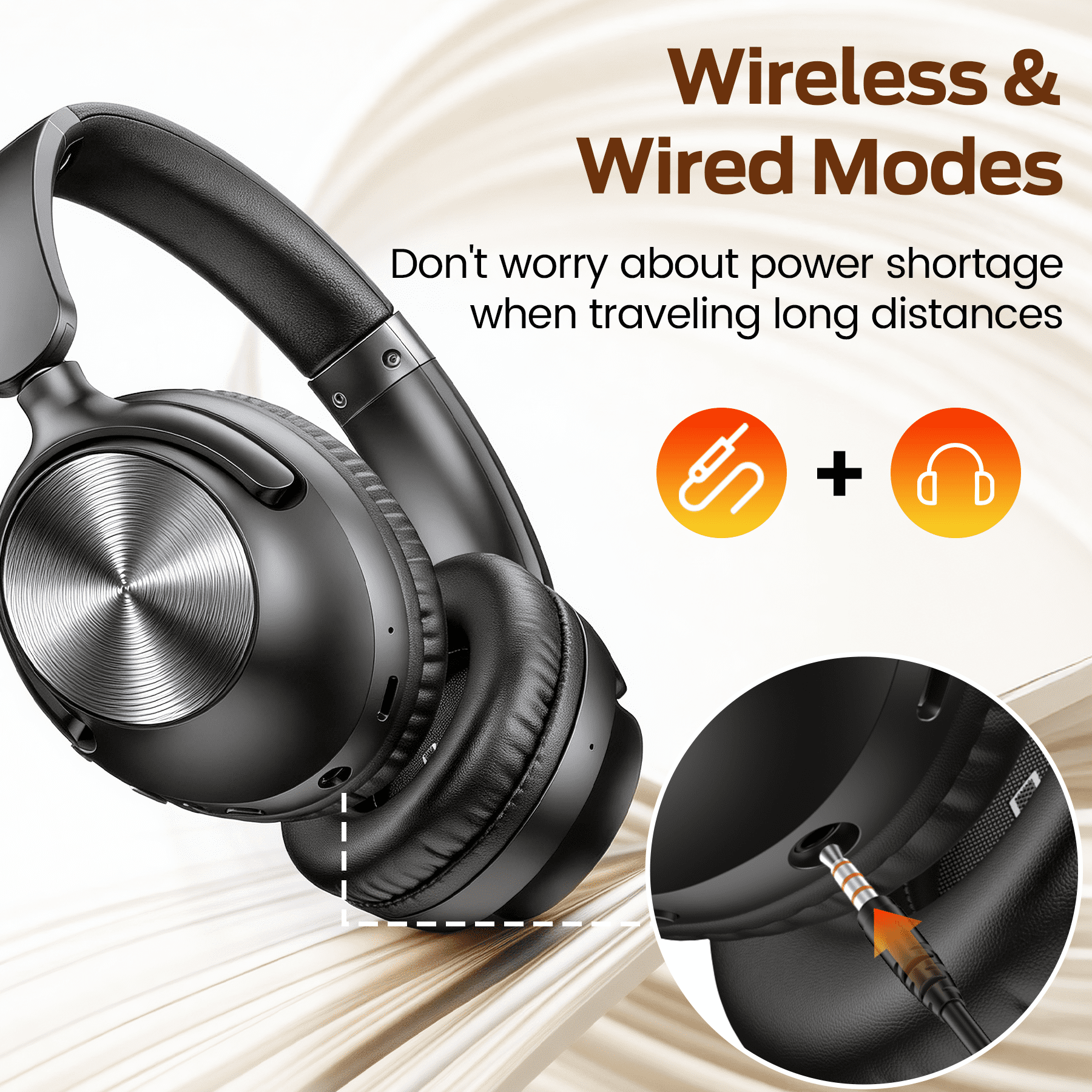 Hybrid Active Noise Cancelling Bluetooth Headphones,-56dB Bluetooth 6.0 Over Ear Wireless Headphones with 100H Playtime,Reduce Noise by Up to 95,Deep Bass, Memory Foam Earcups for Home Office Travel