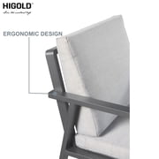 HIGOLD 3801 Nofi Patio Dining Chair with Cushion Set of 2, Outdoor Aluminum Furniture for Garden Living