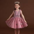 thumbnail image 4 of Gunia Flower Little Girl Dress Sleeveless Kids Summer Fashion Butterfly Printed Tulle Skirt Princess Puffy Wedding Light Pink Dress For Girls 3-9 Years, 4 of 4