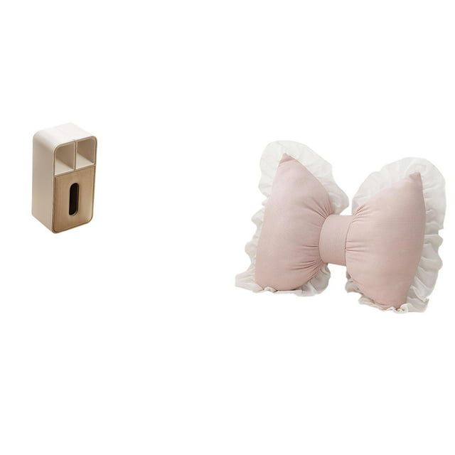 Luzkey Multipurpose Rectangular Tissue Dispenser with Cute Bow Design Comfortable Cushion for Office Study Room and Modern Home Furnishing