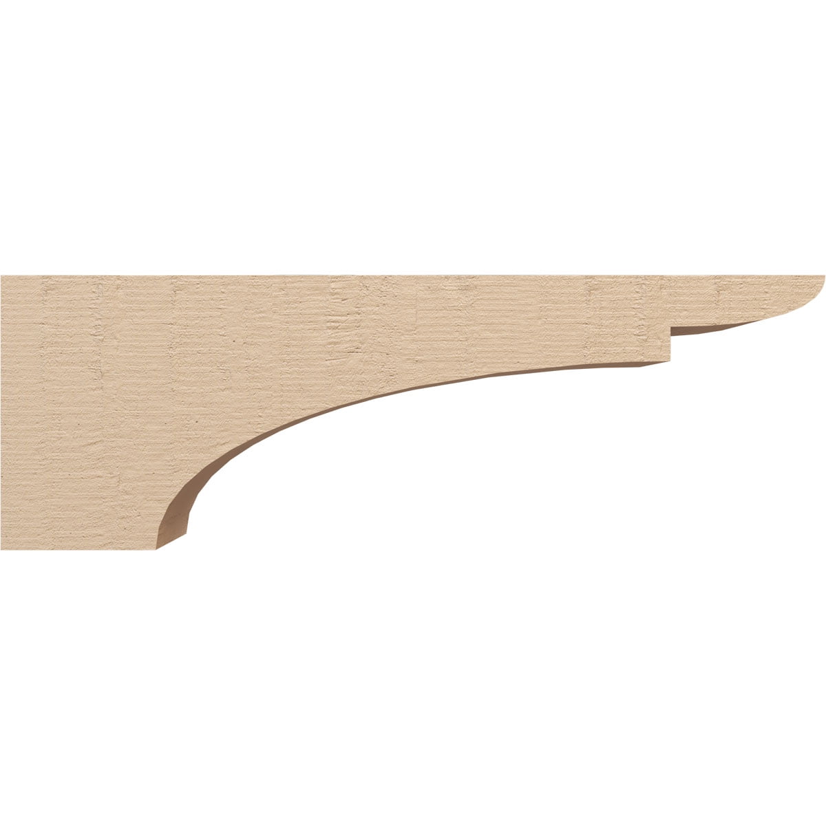 6"W x 36"D x 12"H Thin Yorktown Rough Cedar Woodgrain TimberThane Corbel, Primed Tan