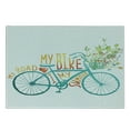 thumbnail image 3 of Bicycle Cutting Board, Vintage Summer Bike a Floral Bouquet Vehicle for Transport Illustration, Decorative Tempered Glass Cutting and Serving Board, Small Size, Turquoise Yellow, by Ambesonne, 3 of 5