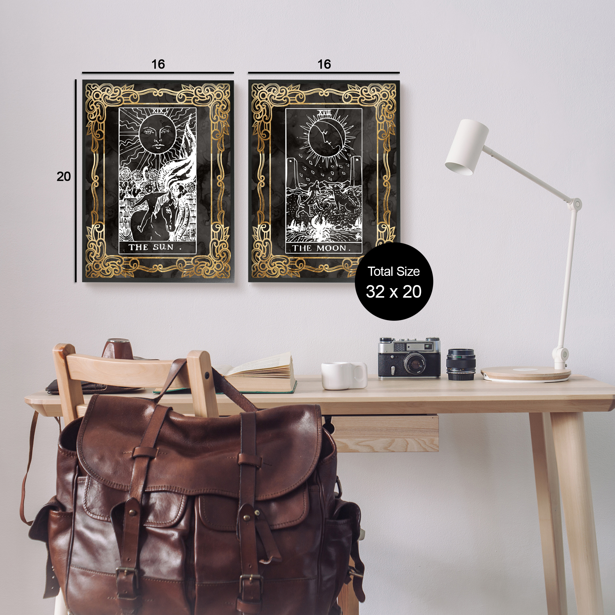 Stupell Industries Ornate Tarot Sun & Moon Animals & Insects Painting Black Framed Art Print Wall Art, 16 x 20