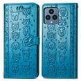 thumbnail image 7 of Allytechgroup Flip Wallet Case [Cat & Dog Cute Embossed Pattern] for T-Mobile REVVL 6 5G with Card Slots Cash Holder, Stylish Magnetic Clasp Kickstand Shockproof Cover with Hand Strap, Blue, 7 of 7