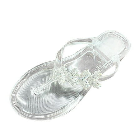 

Huanghuaa Women Shoes Fashionable Bow Knot Shiny One Foot Wears Flat Sandals And Slippers Cute Womens House Slippers Memory Foam