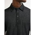 thumbnail image 4 of Free Assembly Men's Long Placket Polo Shirt with Short Sleeves, Sizes XS-3XL, 4 of 5