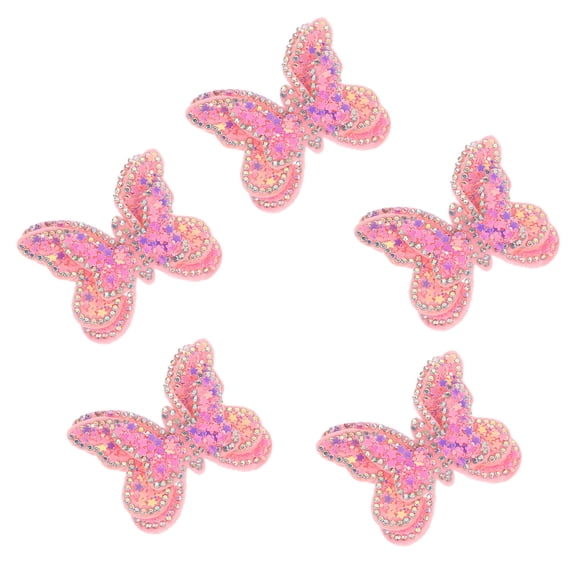 PENIKOKO DIY Pink Butterfly Appliques for Clothing and Accessory Decor 5Pcs