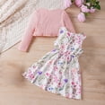 thumbnail image 3 of NAISIBABY Girls Dress Sets, Elegant Cardigan Floral Prints Sleeveless Bow Dress Cute 2-Piece Dresses Pink 9-12Months, 3 of 7