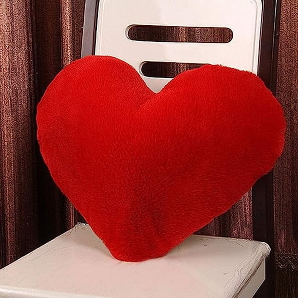 Zhuge Almohada decorativa con forma de corazón con relleno de piel de conejo sintética suave para niños, niñas, amigos y San Valentín (16 x 20 pulgadas, rojo)