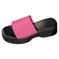 thumbnail image 5 of Rokment Womens Platform Dress Slides Sandals Beach Summer Trendy Casual Stretchy Square Open Toe Chunky Wedge High Heels Comfortable Walking Slip on Hot Pink Size 8.5, 5 of 6