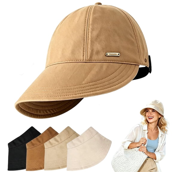 Women’s Wide Brim Sun Visor Hat, UPF 50 Open Top UV Protection Cap, Foldable Adjustable Summer Hat for Beach