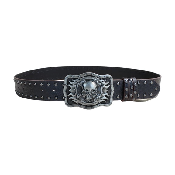 Comfortable Men's Belt Highlighting Western Styles Cowgirls Skull Design PU Leather and Alloy Buckles for Fashion