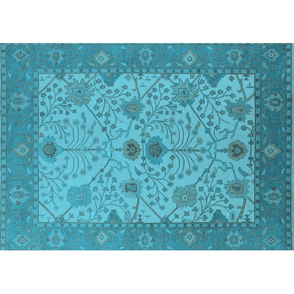 Ahgly Company Indoor Rectangle Oriental Light Blue Industrial Area Rugs, 4' x 6'