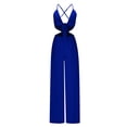 thumbnail image 4 of Kiplyki Trendy Pants for Women Cold Shoulder Jumpsuit Suspender Jumpsuits Wide Leg Pant, 4 of 7