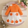 thumbnail image 2 of Wdgfv Girls Outfits Sets Long Sleeve High Neck Embroidered Ribbed Top With Button Shorts Winter Fall Casual School Party Outfit For Toddler Baby 6 Months To 3 Years Orange 9-12 Months, 2 of 9