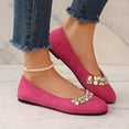 thumbnail image 6 of KIJBLAE Women's Pearl Rhinestone Decor Closed Toe Flats, Solid Slip On Comfortable Daily Casual Flat Shoes Red 43, 6 of 8