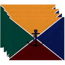 Simply Daisy 18" x 14" Anchor Flag Geometric Print Placemats, Set of 4