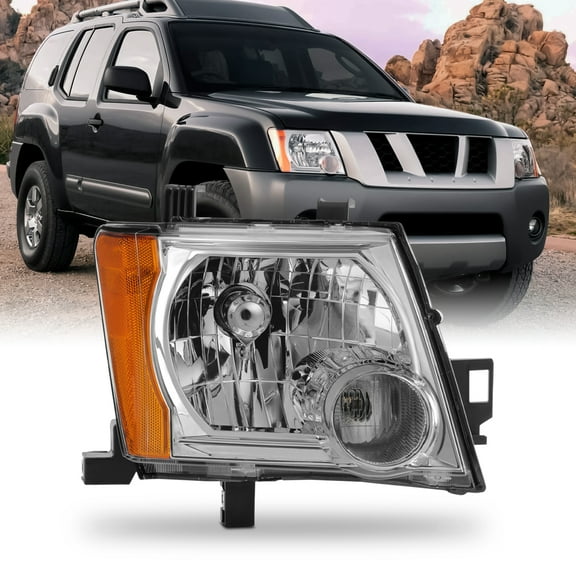 AKKON - Fit 2005-2015 Nissan Xterra 05-15 OE Style Halogen Type Headlight Headlamp Assembly Chrome Housing Right Side Passenger Replacement