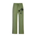 thumbnail image 5 of Zpanxa Mens Joggers with Pockets, Mens Linen Pants Loose Leisure Hawaiian Print Beach Pants Loose Elastic Waist Drawstring Pants Green M, 5 of 5