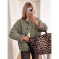 thumbnail image 4 of Women'S Lightweights Quilted Jacket Casual Button Down Puffer Outerwear Leopard Lined Coats with Pockets Gray-Green L, 4 of 9