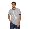 thumbnail image 5 of Effete Feline Claw Marks Scratch Unisex Cotton Ringer T-Shirt, 5 of 8