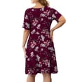 thumbnail image 4 of Othyroce Womens Plus Size Dresses Floral Print Short Sleeve Faux Wrap Causal Swing Dress with Pockets L-4XL, 4 of 4